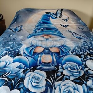 Blue Gnome and Butterfly Bedding Blanket